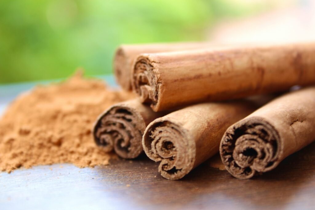 Cinnamon sticks with ground cinnamon