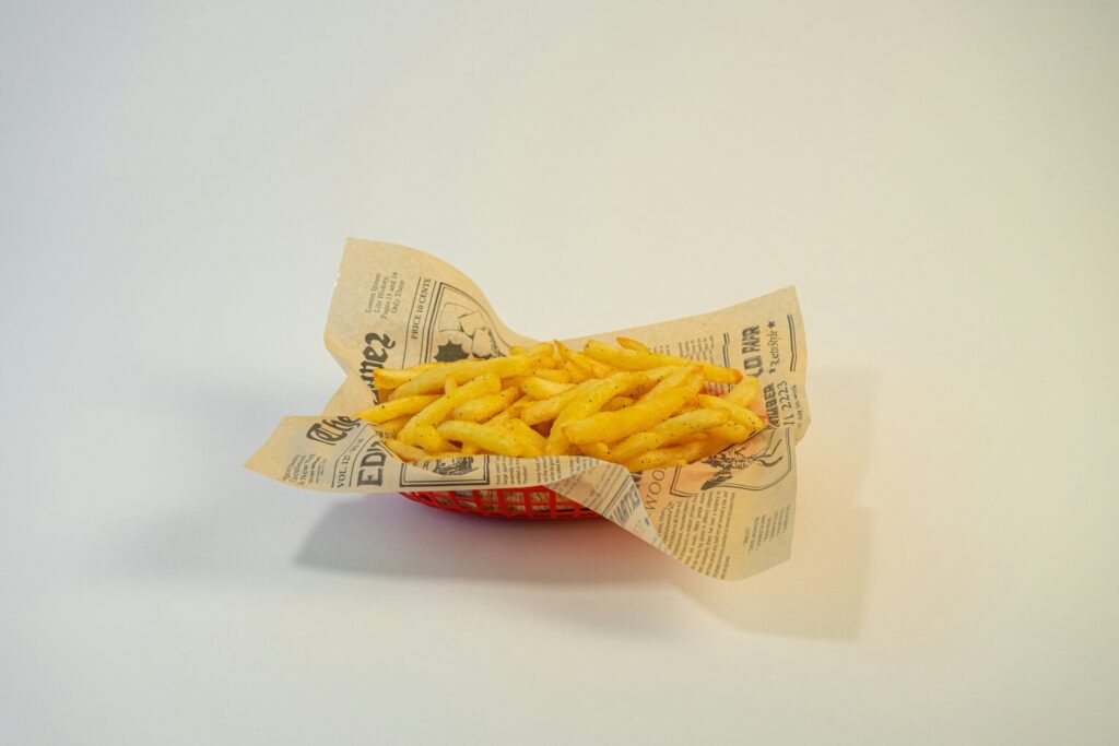 French fries in paper tray