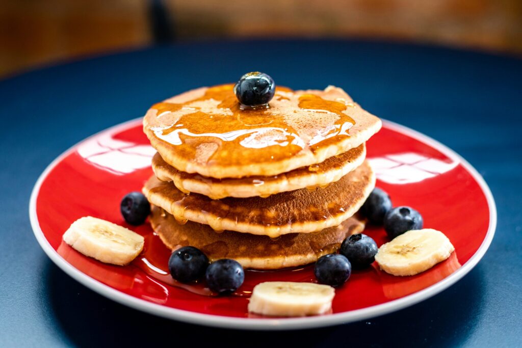 Stack of pancakes with blueberries